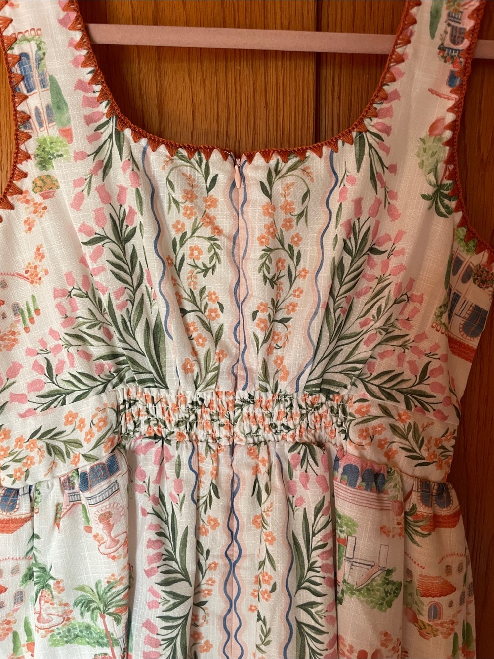 En Saison White Mini Dress with Green & Terracotta Floral Print - Picture 5 of 10